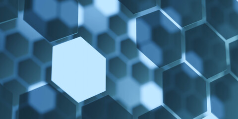 Poster - abstract hexagon shape honey comb geometric form 3d render illustatration