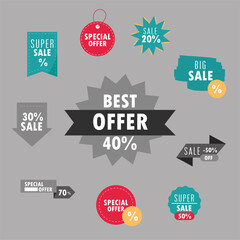 Poster - special sale offer discount badges and stickers icons set