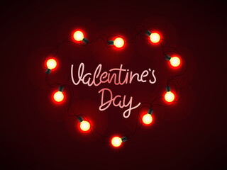 Aufkleber - Shining heart and lettering inscription on dark red background. Valentines day banner