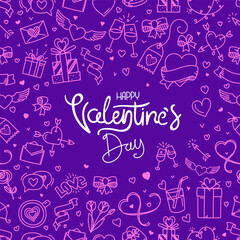 Poster - Valentines Day banner with lettering inscription