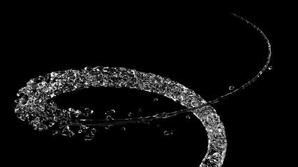 Poster - Water splash circle liquid looping on black background with reflections and Spinning flow