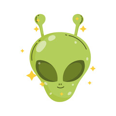 Poster - space alien character face fantasy cartoon flat style