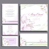 Fototapeta Tulipany - Wedding invitation card in pastel colors with roses, Basic CMYK