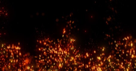 Poster - stylized embers and sparks burning hot bonfire on a dark background. abstract fire motion graphic. r