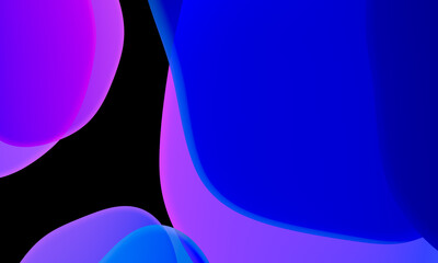 Abstract geometric fluid blue purple color gradient on black background. Trendy design graphics used for wallpaper screen tablet and phone. Dark mode.