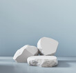 white stone podium display Minimal background for cosmetic package presentation