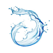 Water Splash Or Blue Liquid Isolated On White Background