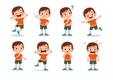 Kid Child Expression Vector Illustration Set Bundle