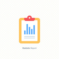 statistic report on clipboard paper with bar chart icon single graphic design element vector illustration for business presentation, info-graphic, web and mobile application, app user interface