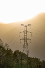 High voltage  electric tower in the mountain