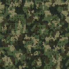 Poster - Camouflage pattern background seamless illustration. Classic clothing style masking camo repeat print. Green brown black olive colors forest texture. 