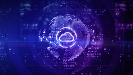 Aufkleber - digital cloud computing, cyber security, digital data network protection, future technology global n