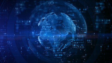 Poster - Digital Data Network, Global Network 5g High-Speed Internet Connection and Big Data Analysis Future Background Concept. 3d rendering