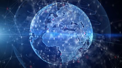 Aufkleber - technology network data connection, digital data network and cyber security, futuristic global and s