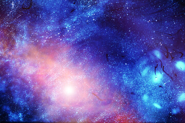 universe in a distant galaxy with nebulae and stars