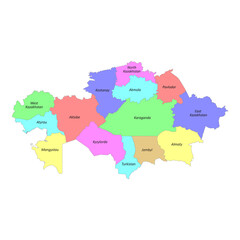  High quality labeled map of Kazakhstan with borders of the regions