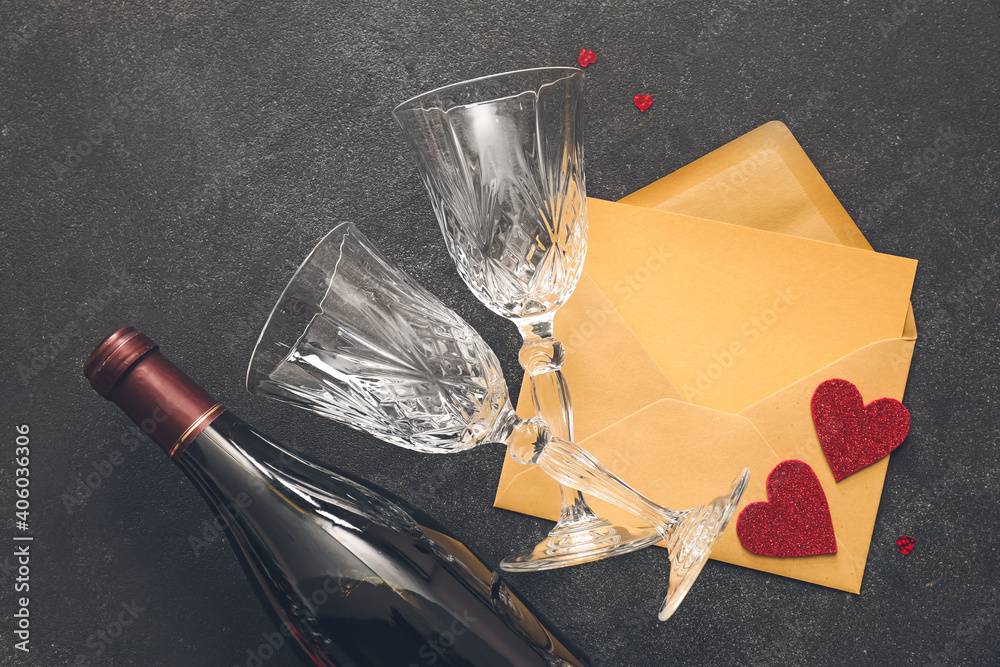 Beautiful composition for Valentine's Day on dark background