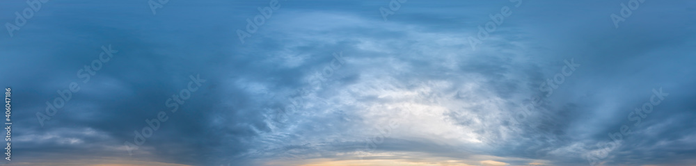 Complete Overcast Sky panorama on overcast rainy day with low clouds in seamless ...