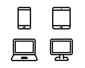 Fototapete - パソコン、スマホ、タブレット、PCのアイコンセット　デジタルデバイス　スマートフォン　画面　イラスト