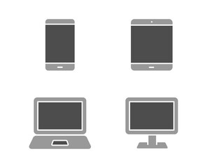 Fototapete - パソコン、スマホ、タブレット、PCのアイコンセット　デジタルデバイス　スマートフォン　画面　イラスト