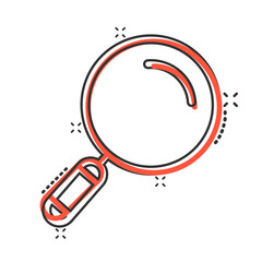 Fototapete - Loupe sign icon in comic style. Magnifier cartoon vector illustration on white isolated background. Search splash effect business concept.