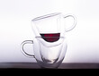 outline of a transparent glass mug for tea, coffee on a white background