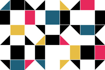 Wall Mural - seamless, abstract background pattern made with colorful geometric shapes (triangles and rectangles)
