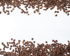 Coffee beans isolated on white background with copyspace for text. Coffee background or texture concept.