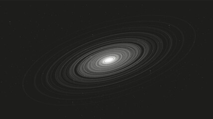 gray spiral black hole on black galaxy background.planet and physics concept design,vector illustrat