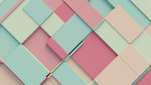 Multicolored Tech Background, With A Geometric 3D Structure. Clean, Pastel Colored Design With Simple, Modern Forms. 3D Render