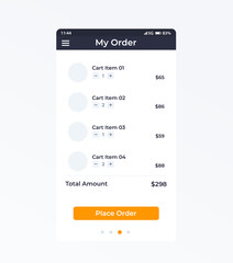 Wall Mural - place order mobile ui design, vector