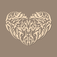 Sticker - Floral heart pattern shadow