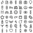 © Дмитрий - Set Abstract Doodle Elements Hand Drawn Collection Medicine Sketch Vector Design Style Background Medic Syringe Tablet Heart Microscope Potion Illustration Cartoon Icons