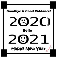 Happy New Year Card Saying Goodbye And Good Riddance To A Painful 2020 And Hello To A Happier  2021