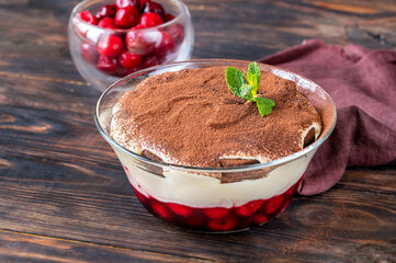 Canvas Print - Dessert with Oreo cookies, cherries and cream cheese