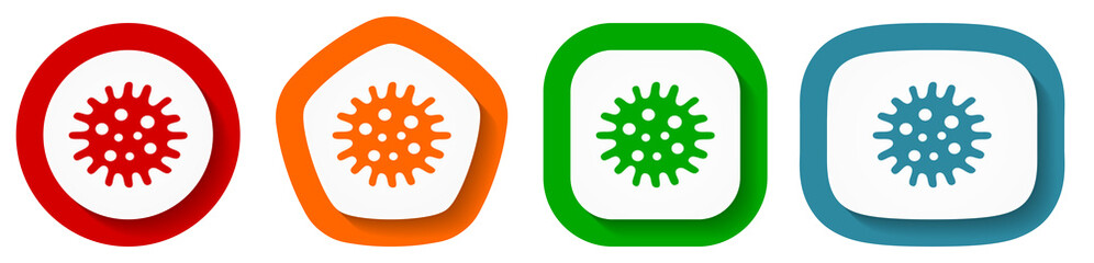 Aufkleber - Virus, coronavirus, covid-19, infection vector icon set, flat design buttons on white background