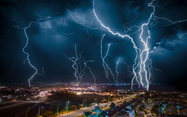 lightning over the city