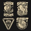 Japanese fight academy vintage emblems