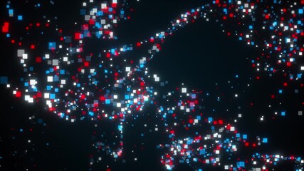 Poster - Turbulence movement of small square particles. Computer generated 3d rendering. Abstract background