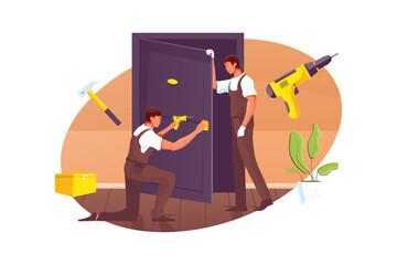 Poster - Door Repairing Illustration