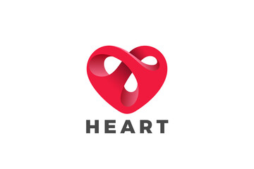 Heart Love Logo design vector template. Valentines day Romantic dating Charity Donation Donor Logotype concept icon.