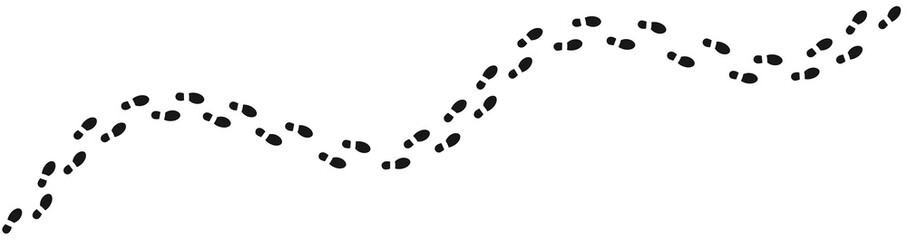 human footprints tracking path on white background, shoes trail track vector illustrations