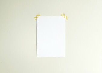 Wall Mural - Empty poster hanging on wall, wall art, print mockup, blank note.