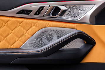 Door in interior of luxurious car