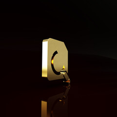 Poster - Gold Search concept with folder icon isolated on brown background. Magnifying glass and document. Data and information sign. Minimalism concept. 3d illustration 3D render.