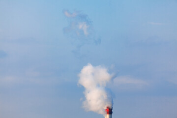 White Smoke from Industrial Chimney . Global air pollution 