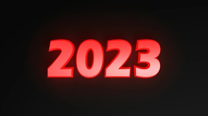 Poster - The write 2023 in red lighted characters, on black background - 3D rendering video clip