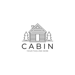 Wall Mural - cabin or cottage logo line art minimalist vector illustration design