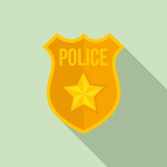 Canvas Print - Police gold shield icon. Flat illustration of police gold shield vector icon for web design