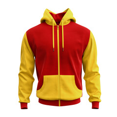 This Front View Men's Full Zipper Hoodie Mockup In Fiery Red Color, is Perfect for showcasing your logo or design all over the space